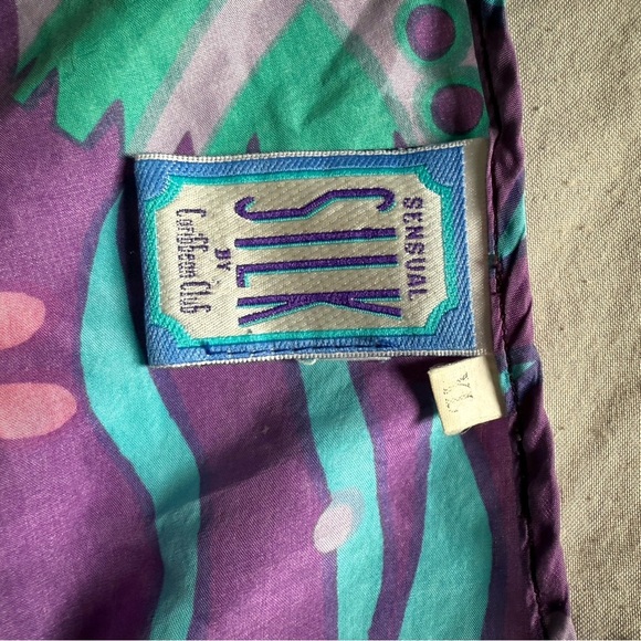 Vintage 80s Under the Sea Silk Tank Top Sensual Silk Caribbean Club XL 100% Silk - Picture 4 of 5